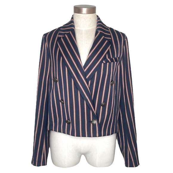 Free People Jackets & Blazers - Free People double breasted pinstripe navy blazer S